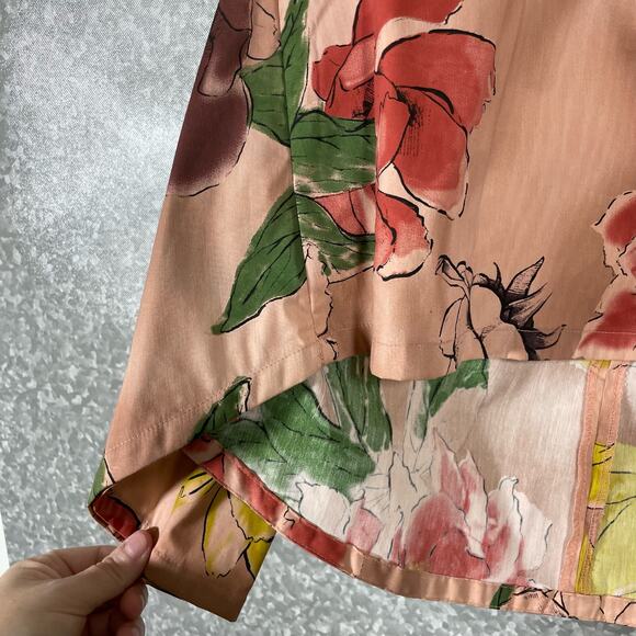 Melissa McCarthy Seven7 NWT Pink Floral Skimmer Top - Size Large - Pleated Back - Picture 4 of 8